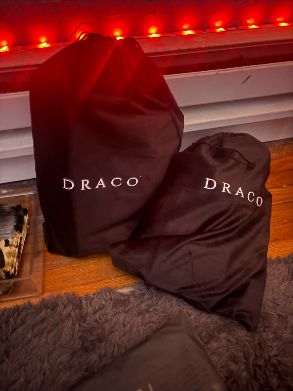 DRACO Black Dust Bag Set - Satin Drawstring Shoe Covers